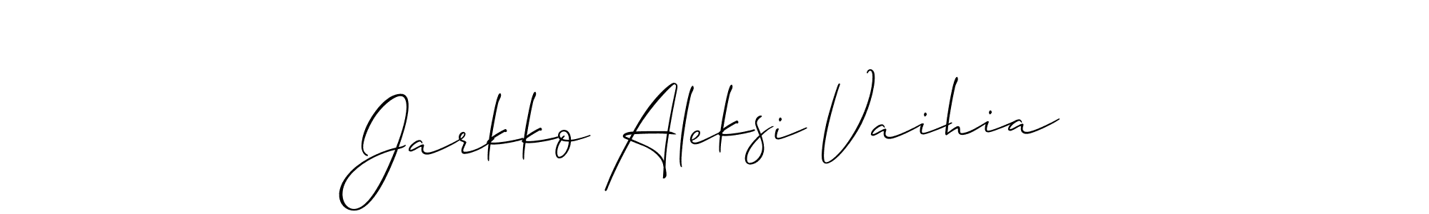 Also You can easily find your signature by using the search form. We will create Jarkko Aleksi Vaihia name handwritten signature images for you free of cost using Allison_Script sign style. Jarkko Aleksi Vaihia signature style 2 images and pictures png