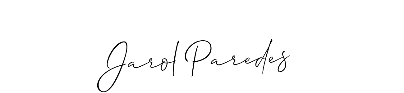 It looks lik you need a new signature style for name Jarol Paredes. Design unique handwritten (Allison_Script) signature with our free signature maker in just a few clicks. Jarol Paredes signature style 2 images and pictures png