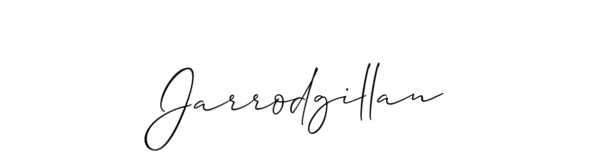 How to make Jarrodgillan name signature. Use Allison_Script style for creating short signs online. This is the latest handwritten sign. Jarrodgillan signature style 2 images and pictures png
