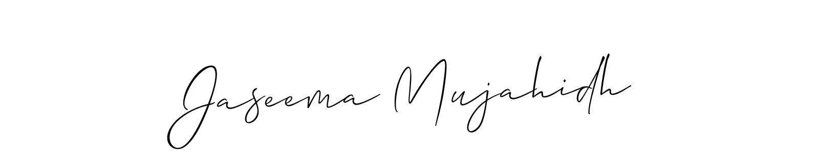 Make a short Jaseema Mujahidh signature style. Manage your documents anywhere anytime using Allison_Script. Create and add eSignatures, submit forms, share and send files easily. Jaseema Mujahidh signature style 2 images and pictures png