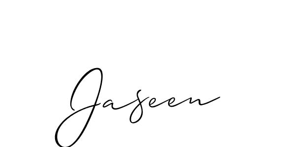 Use a signature maker to create a handwritten signature online. With this signature software, you can design (Allison_Script) your own signature for name Jaseen. Jaseen signature style 2 images and pictures png