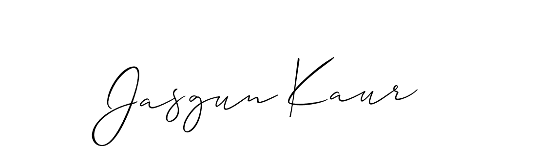 Allison_Script is a professional signature style that is perfect for those who want to add a touch of class to their signature. It is also a great choice for those who want to make their signature more unique. Get Jasgun Kaur name to fancy signature for free. Jasgun Kaur signature style 2 images and pictures png