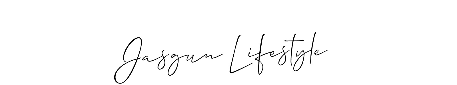 It looks lik you need a new signature style for name Jasgun Lifestyle. Design unique handwritten (Allison_Script) signature with our free signature maker in just a few clicks. Jasgun Lifestyle signature style 2 images and pictures png