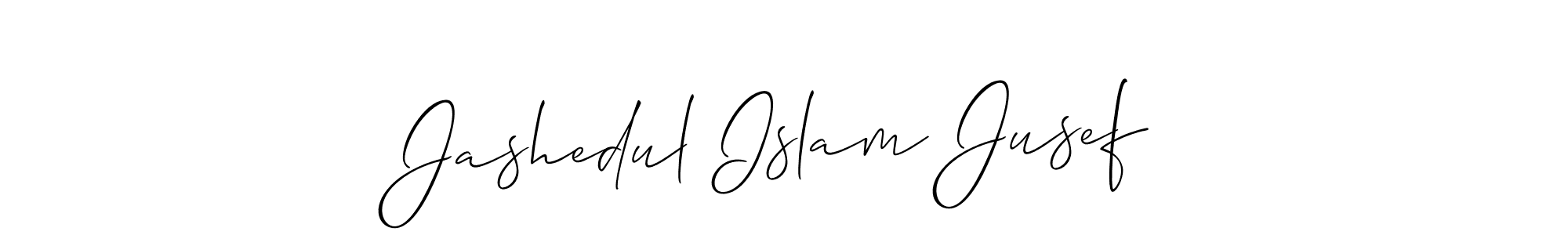 You should practise on your own different ways (Allison_Script) to write your name (Jashedul Islam Jusef) in signature. don't let someone else do it for you. Jashedul Islam Jusef signature style 2 images and pictures png