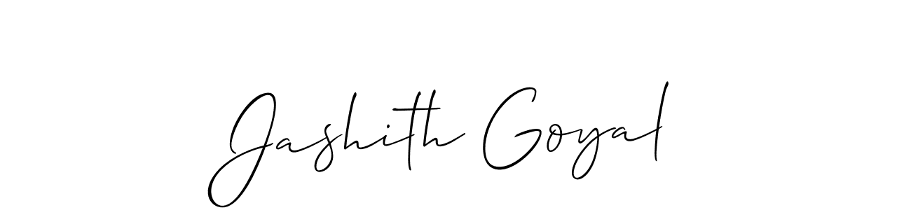 Make a beautiful signature design for name Jashith Goyal. With this signature (Allison_Script) style, you can create a handwritten signature for free. Jashith Goyal signature style 2 images and pictures png