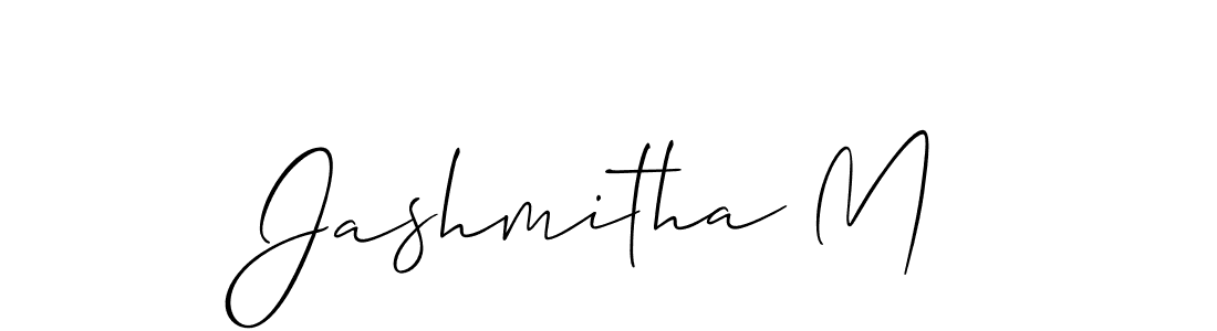 Create a beautiful signature design for name Jashmitha M. With this signature (Allison_Script) fonts, you can make a handwritten signature for free. Jashmitha M signature style 2 images and pictures png