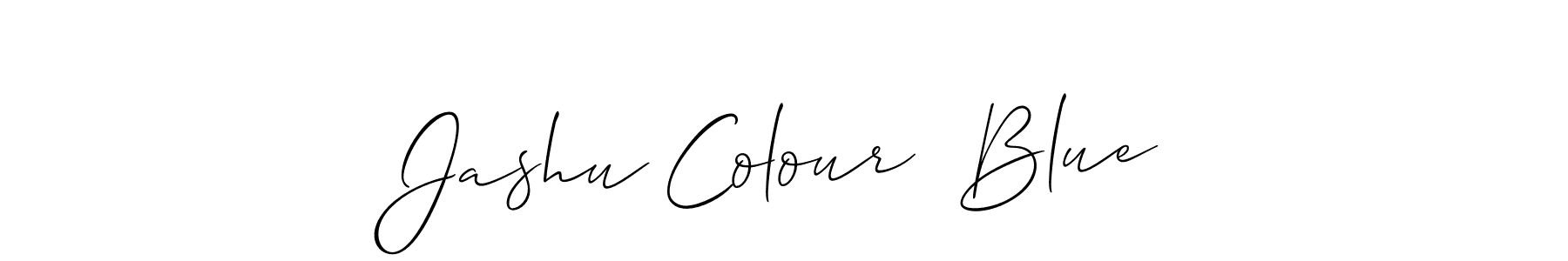 Use a signature maker to create a handwritten signature online. With this signature software, you can design (Allison_Script) your own signature for name Jashu Colour  Blue. Jashu Colour  Blue signature style 2 images and pictures png