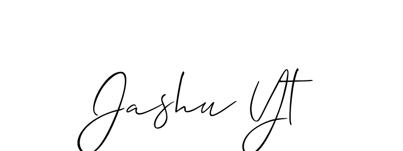 The best way (Allison_Script) to make a short signature is to pick only two or three words in your name. The name Jashu Yt include a total of six letters. For converting this name. Jashu Yt signature style 2 images and pictures png