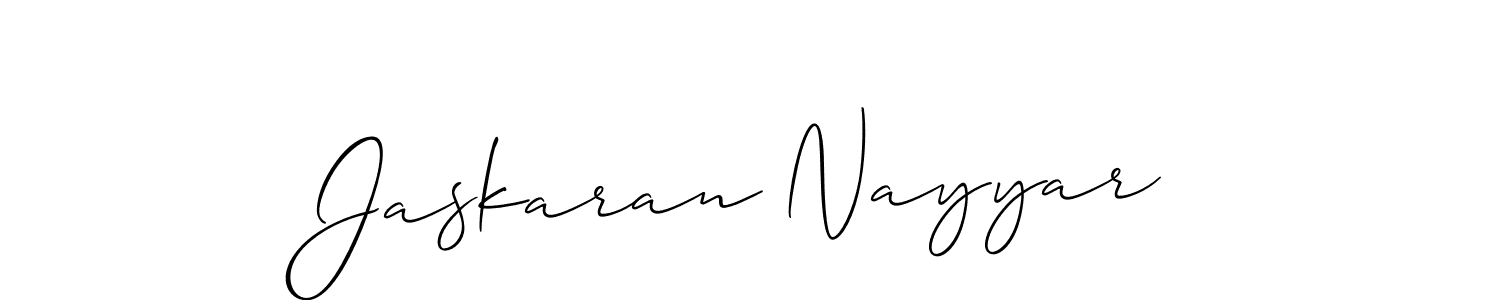 It looks lik you need a new signature style for name Jaskaran Nayyar. Design unique handwritten (Allison_Script) signature with our free signature maker in just a few clicks. Jaskaran Nayyar signature style 2 images and pictures png