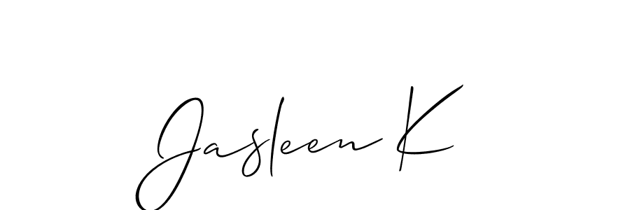 Also You can easily find your signature by using the search form. We will create Jasleen K name handwritten signature images for you free of cost using Allison_Script sign style. Jasleen K signature style 2 images and pictures png