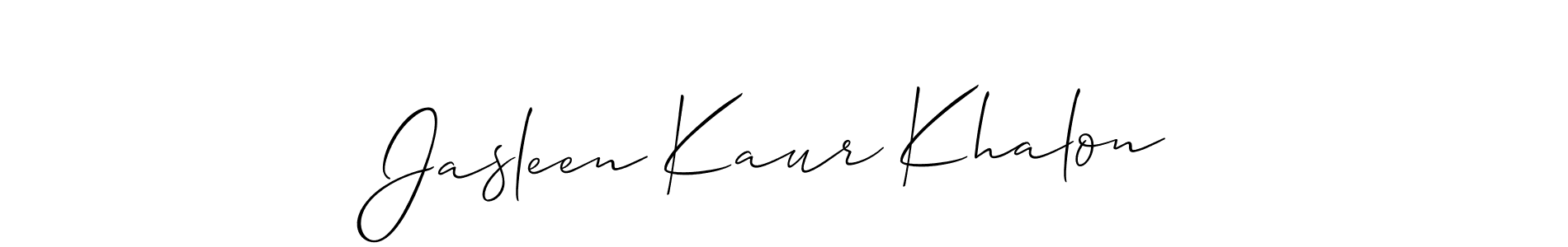 Design your own signature with our free online signature maker. With this signature software, you can create a handwritten (Allison_Script) signature for name Jasleen Kaur Khalon. Jasleen Kaur Khalon signature style 2 images and pictures png