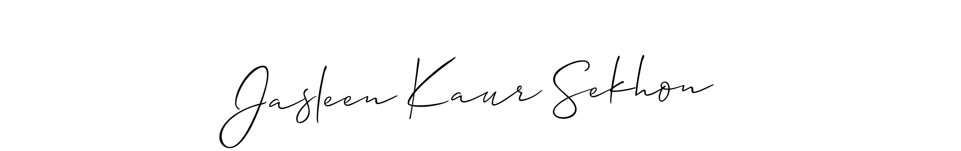 The best way (Allison_Script) to make a short signature is to pick only two or three words in your name. The name Jasleen Kaur Sekhon include a total of six letters. For converting this name. Jasleen Kaur Sekhon signature style 2 images and pictures png