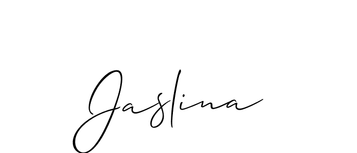 The best way (Allison_Script) to make a short signature is to pick only two or three words in your name. The name Jaslina include a total of six letters. For converting this name. Jaslina signature style 2 images and pictures png