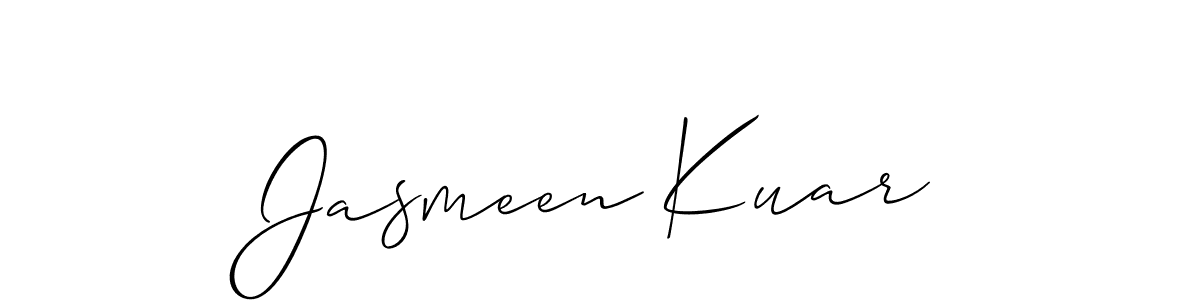 Allison_Script is a professional signature style that is perfect for those who want to add a touch of class to their signature. It is also a great choice for those who want to make their signature more unique. Get Jasmeen Kuar name to fancy signature for free. Jasmeen Kuar signature style 2 images and pictures png