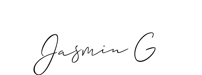 It looks lik you need a new signature style for name Jasmin G. Design unique handwritten (Allison_Script) signature with our free signature maker in just a few clicks. Jasmin G signature style 2 images and pictures png