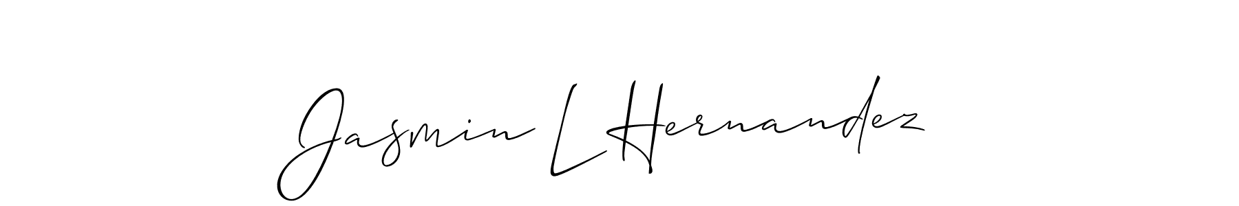 Make a beautiful signature design for name Jasmin L Hernandez. With this signature (Allison_Script) style, you can create a handwritten signature for free. Jasmin L Hernandez signature style 2 images and pictures png