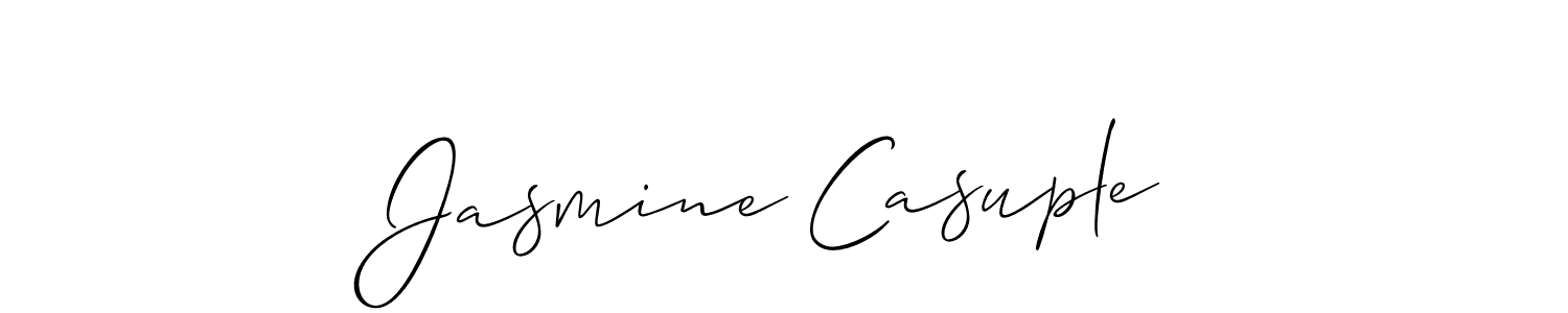 Similarly Allison_Script is the best handwritten signature design. Signature creator online .You can use it as an online autograph creator for name Jasmine Casuple. Jasmine Casuple signature style 2 images and pictures png