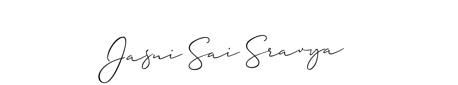 How to make Jasni Sai Sravya signature? Allison_Script is a professional autograph style. Create handwritten signature for Jasni Sai Sravya name. Jasni Sai Sravya signature style 2 images and pictures png