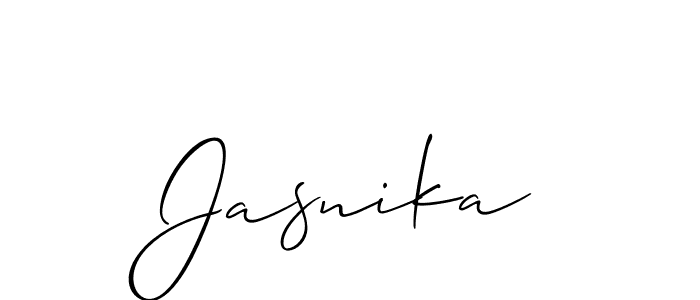How to make Jasnika signature? Allison_Script is a professional autograph style. Create handwritten signature for Jasnika name. Jasnika signature style 2 images and pictures png