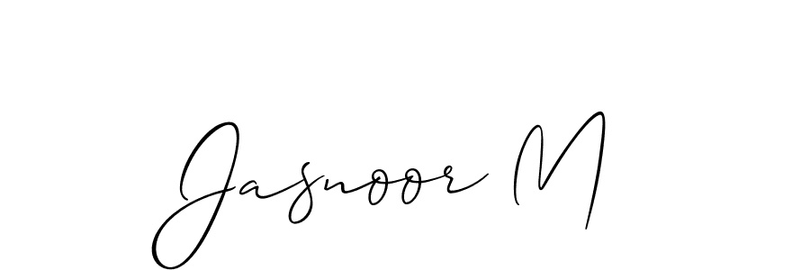 Jasnoor M stylish signature style. Best Handwritten Sign (Allison_Script) for my name. Handwritten Signature Collection Ideas for my name Jasnoor M. Jasnoor M signature style 2 images and pictures png