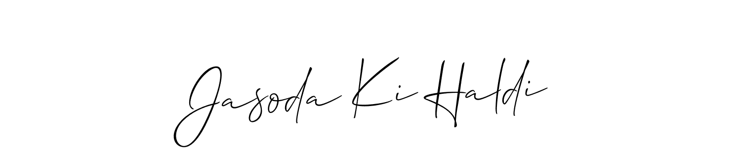 Also You can easily find your signature by using the search form. We will create Jasoda Ki Haldi name handwritten signature images for you free of cost using Allison_Script sign style. Jasoda Ki Haldi signature style 2 images and pictures png