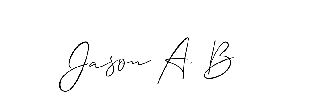 How to make Jason A. B name signature. Use Allison_Script style for creating short signs online. This is the latest handwritten sign. Jason A. B signature style 2 images and pictures png