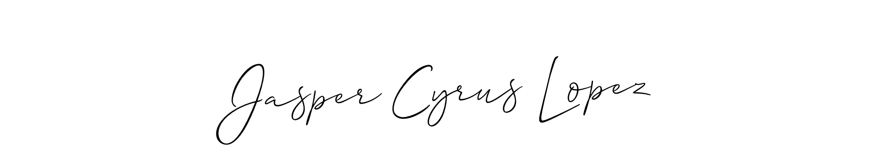 Make a short Jasper Cyrus Lopez signature style. Manage your documents anywhere anytime using Allison_Script. Create and add eSignatures, submit forms, share and send files easily. Jasper Cyrus Lopez signature style 2 images and pictures png