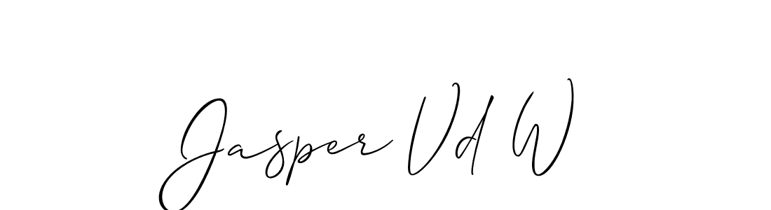 How to make Jasper Vd W name signature. Use Allison_Script style for creating short signs online. This is the latest handwritten sign. Jasper Vd W signature style 2 images and pictures png