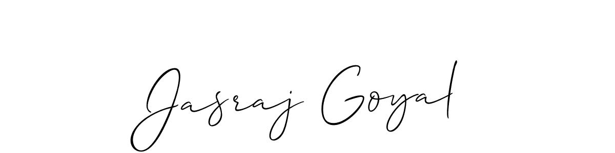 Also we have Jasraj Goyal name is the best signature style. Create professional handwritten signature collection using Allison_Script autograph style. Jasraj Goyal signature style 2 images and pictures png