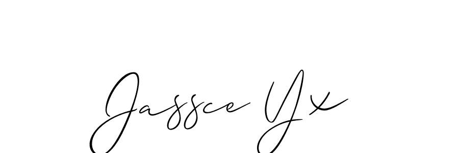 Make a beautiful signature design for name Jassce Yx. With this signature (Allison_Script) style, you can create a handwritten signature for free. Jassce Yx signature style 2 images and pictures png