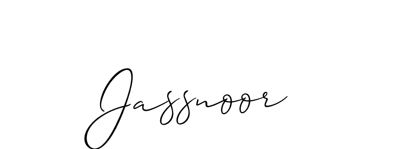 How to Draw Jassnoor signature style? Allison_Script is a latest design signature styles for name Jassnoor. Jassnoor signature style 2 images and pictures png