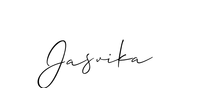 The best way (Allison_Script) to make a short signature is to pick only two or three words in your name. The name Jasvika include a total of six letters. For converting this name. Jasvika signature style 2 images and pictures png