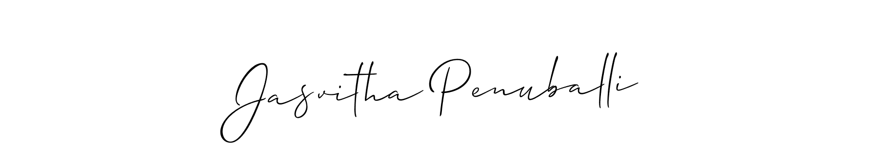 if you are searching for the best signature style for your name Jasvitha Penuballi. so please give up your signature search. here we have designed multiple signature styles  using Allison_Script. Jasvitha Penuballi signature style 2 images and pictures png