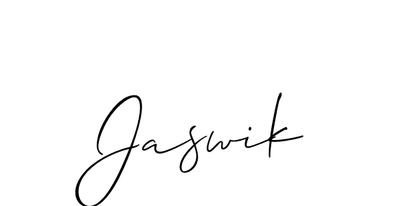 Design your own signature with our free online signature maker. With this signature software, you can create a handwritten (Allison_Script) signature for name Jaswik. Jaswik signature style 2 images and pictures png