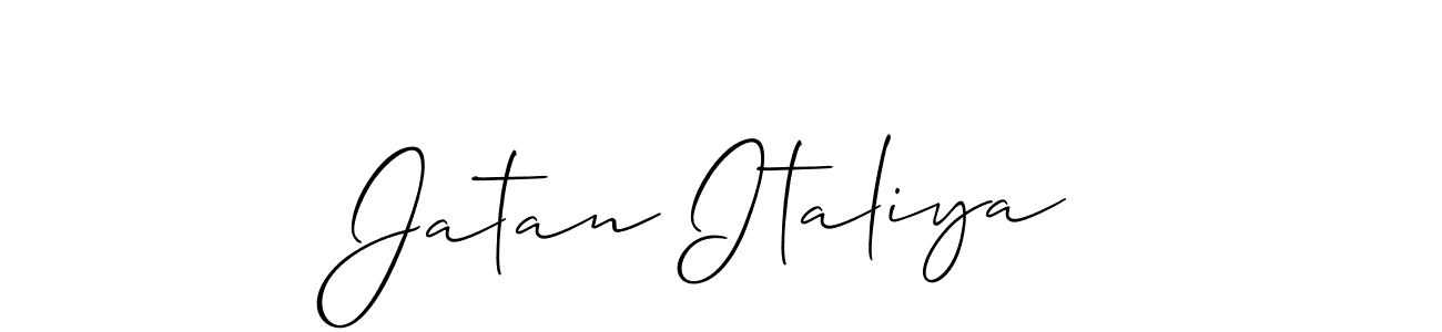 How to make Jatan Italiya name signature. Use Allison_Script style for creating short signs online. This is the latest handwritten sign. Jatan Italiya signature style 2 images and pictures png