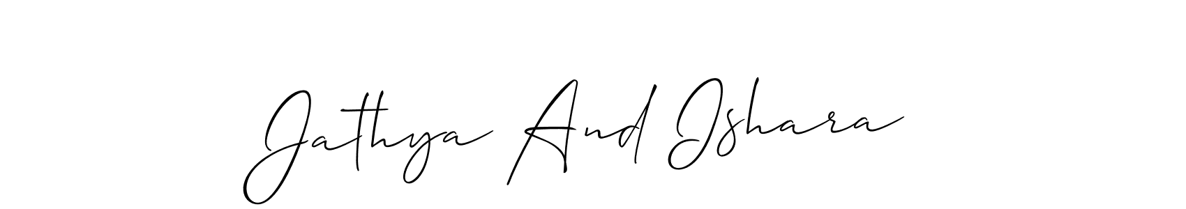 It looks lik you need a new signature style for name Jathya And Ishara. Design unique handwritten (Allison_Script) signature with our free signature maker in just a few clicks. Jathya And Ishara signature style 2 images and pictures png