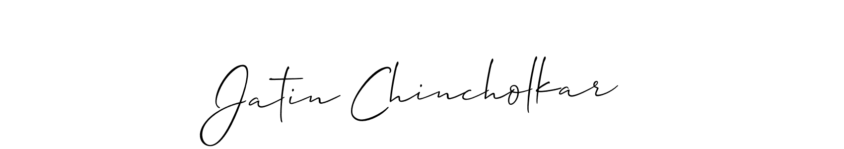 Allison_Script is a professional signature style that is perfect for those who want to add a touch of class to their signature. It is also a great choice for those who want to make their signature more unique. Get Jatin Chincholkar name to fancy signature for free. Jatin Chincholkar signature style 2 images and pictures png