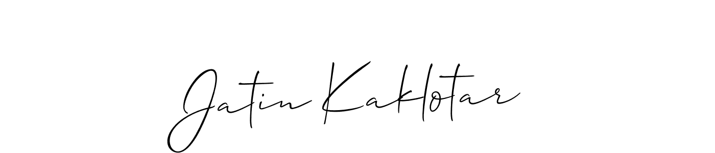 You should practise on your own different ways (Allison_Script) to write your name (Jatin Kaklotar) in signature. don't let someone else do it for you. Jatin Kaklotar signature style 2 images and pictures png