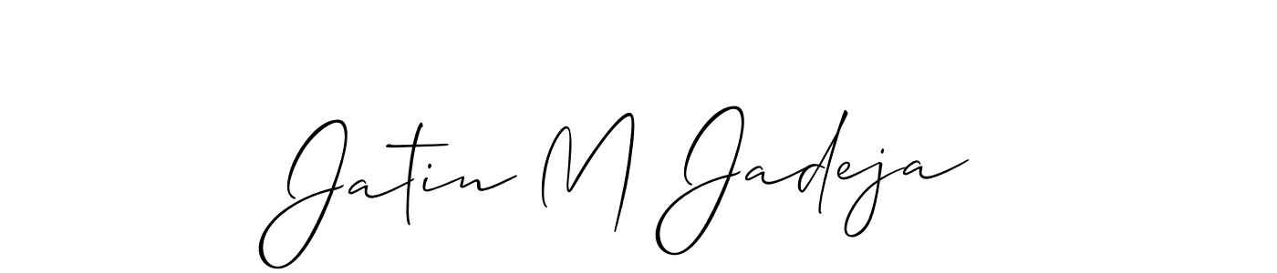 Allison_Script is a professional signature style that is perfect for those who want to add a touch of class to their signature. It is also a great choice for those who want to make their signature more unique. Get Jatin M Jadeja name to fancy signature for free. Jatin M Jadeja signature style 2 images and pictures png