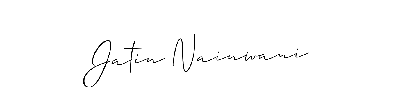 Allison_Script is a professional signature style that is perfect for those who want to add a touch of class to their signature. It is also a great choice for those who want to make their signature more unique. Get Jatin Nainwani name to fancy signature for free. Jatin Nainwani signature style 2 images and pictures png