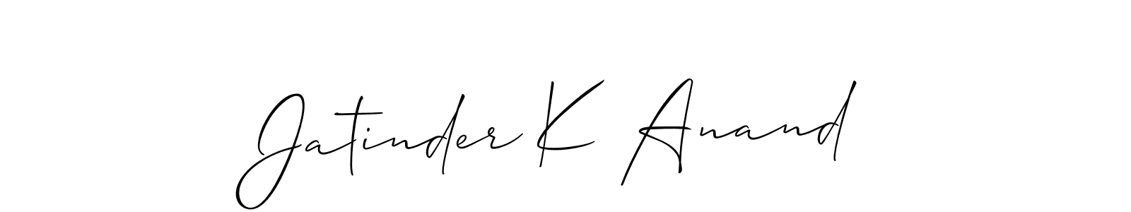 Also we have Jatinder K Anand name is the best signature style. Create professional handwritten signature collection using Allison_Script autograph style. Jatinder K Anand signature style 2 images and pictures png