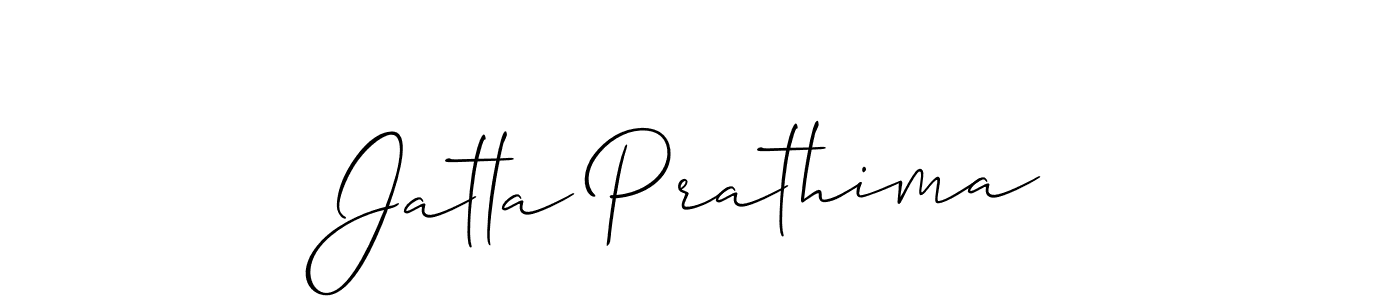Create a beautiful signature design for name Jatla Prathima. With this signature (Allison_Script) fonts, you can make a handwritten signature for free. Jatla Prathima signature style 2 images and pictures png