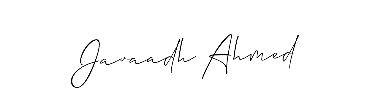 Allison_Script is a professional signature style that is perfect for those who want to add a touch of class to their signature. It is also a great choice for those who want to make their signature more unique. Get Javaadh Ahmed name to fancy signature for free. Javaadh Ahmed signature style 2 images and pictures png