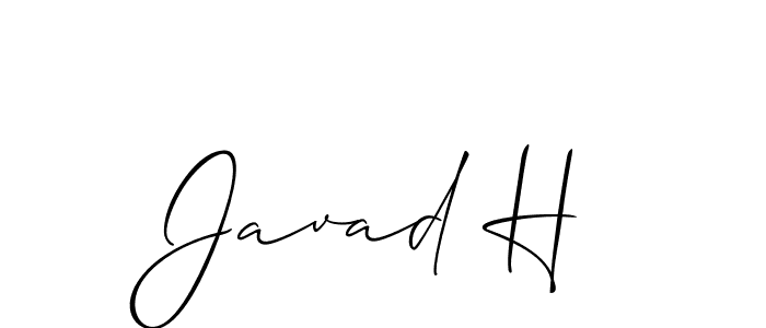 The best way (Allison_Script) to make a short signature is to pick only two or three words in your name. The name Javad H include a total of six letters. For converting this name. Javad H signature style 2 images and pictures png