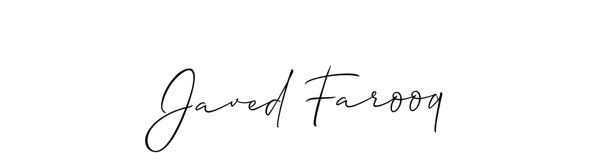 How to make Javed Farooq name signature. Use Allison_Script style for creating short signs online. This is the latest handwritten sign. Javed Farooq signature style 2 images and pictures png