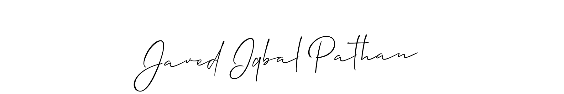 Use a signature maker to create a handwritten signature online. With this signature software, you can design (Allison_Script) your own signature for name Javed Iqbal Pathan. Javed Iqbal Pathan signature style 2 images and pictures png