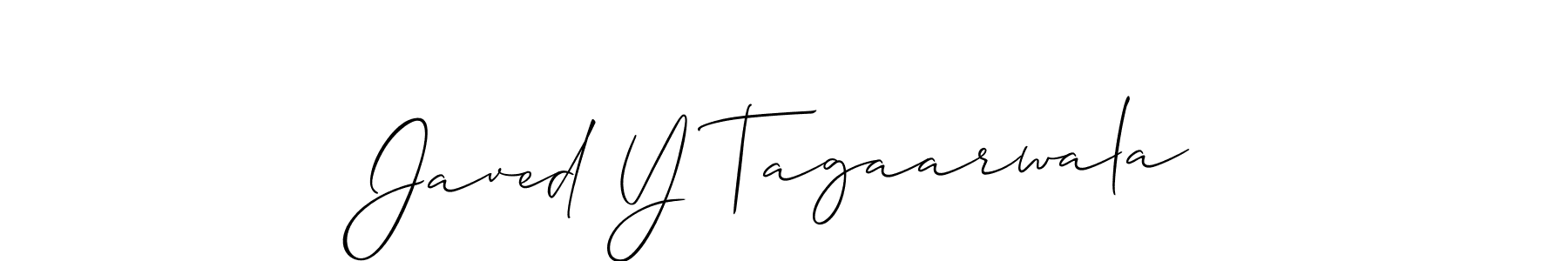 It looks lik you need a new signature style for name Javed Y Tagaarwala. Design unique handwritten (Allison_Script) signature with our free signature maker in just a few clicks. Javed Y Tagaarwala signature style 2 images and pictures png
