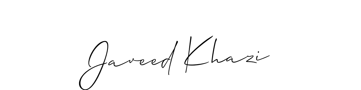 How to make Javeed Khazi name signature. Use Allison_Script style for creating short signs online. This is the latest handwritten sign. Javeed Khazi signature style 2 images and pictures png