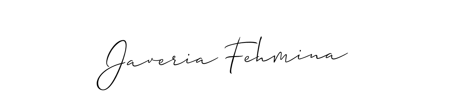 Make a short Javeria Fehmina signature style. Manage your documents anywhere anytime using Allison_Script. Create and add eSignatures, submit forms, share and send files easily. Javeria Fehmina signature style 2 images and pictures png