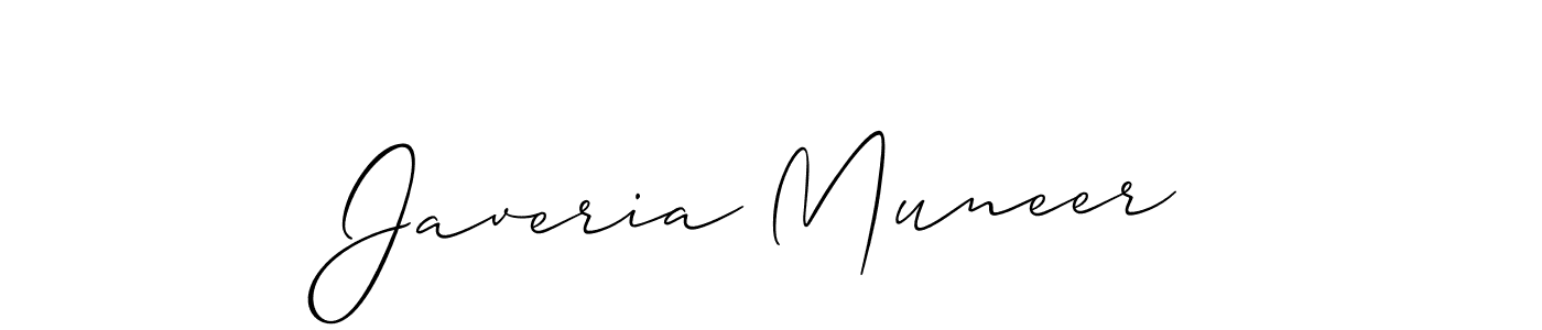 Create a beautiful signature design for name Javeria Muneer. With this signature (Allison_Script) fonts, you can make a handwritten signature for free. Javeria Muneer signature style 2 images and pictures png